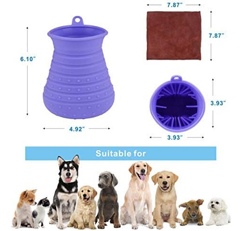 Idepet Taza Limpiadora De Patas De Perro Con Toalla Limpiado