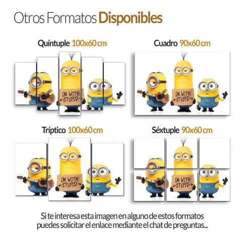 Cuadro Decorativo Moderno Minions Jd-0656 G Tríptico 100x60 Cm Sin Marco