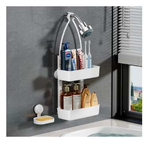 Organizador De Ducha Con Jabonera Para Baño Color Blanco