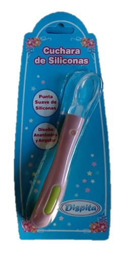Imagen 1 de 3 de Cuchara Anatomica Con Punta Recta De Silicona Bebes Dispita