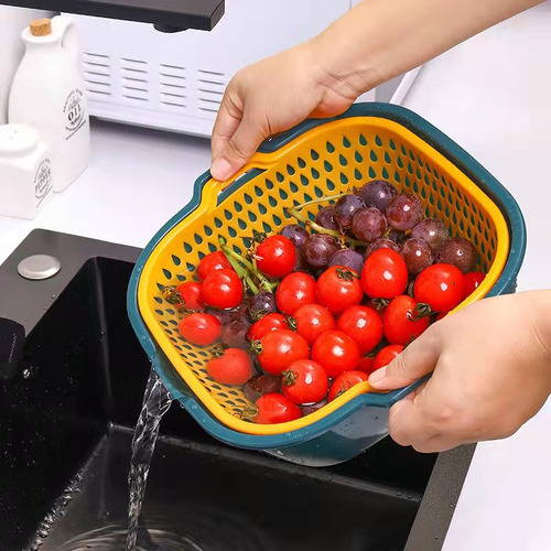 Cesta De Lavagem De Vegetais Para Secagem De Frutas 2 Em 1