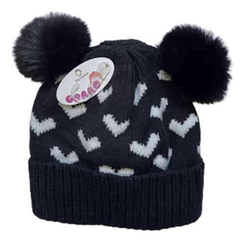 Gorro Invierno Infantil De Lana Diseño Corazones Unisex