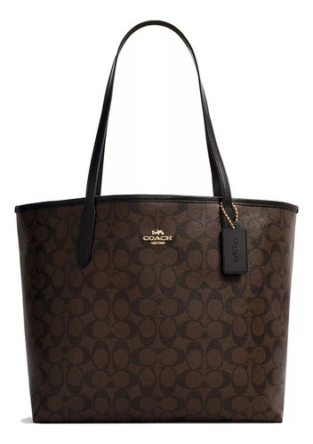 Coach Bolsa Para Dama City Tote Dark Brown Botones  Original