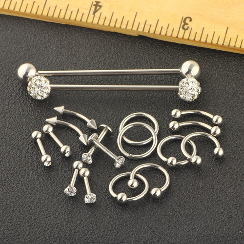 Imagem 4 de 7 de Conjunto De Joias Com 9 Pares De Piercings Em Aço