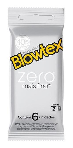Imagem 1 de 6 de Preservativo Blowtex Zero  C/ 6 Unidades