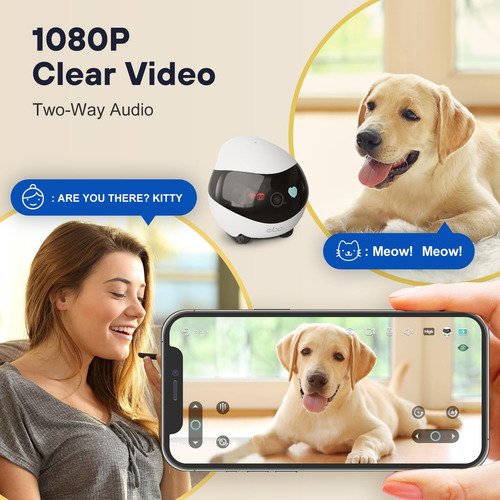 Cámara Móvil Para Perros 360 Con Audio Y Visión Nocturna