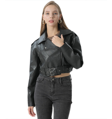 Campera Oreiro Love Biker Simil Cuero Entallada C/ Bolsillos