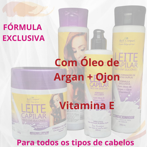 Kit Capilar Bababell Leite Siliconizado Com 04 Itens
