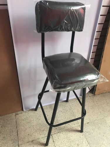 Imagen 2 de 5 de Kit Banco Para Barra Restaurante Bar Tubo Negro 2 Pzas