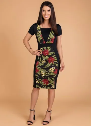 Vestido Tubinho Estampado Floral Eleg ncia Moda Evang lica R 19