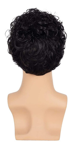 Kaneles Short Curly Mens Black Wig Fluffy Synthetic Cosplay