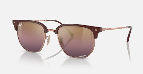 Ray-ban New Clubmaster Rb4416 6654/g9 53, color polarizado, rojo oscuro, marco, color varilla de vino, color de lente rosada, color de lente, diseño cuadrado