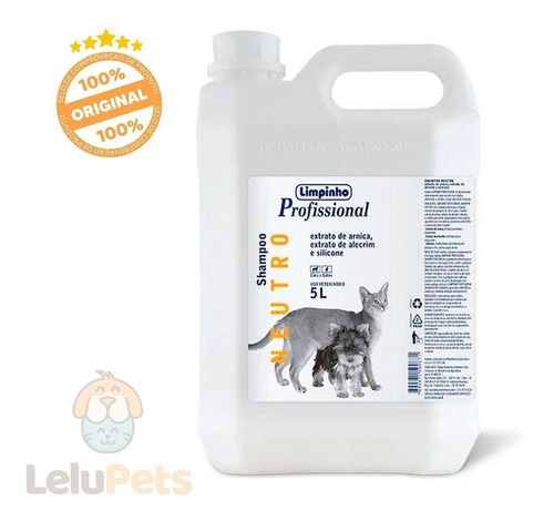 Shampoo Neutro Para Cães E Gatos Limpinho 5 Litros