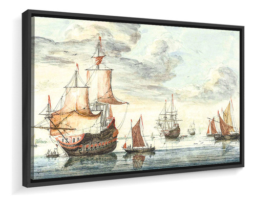 Quadro Canvas Johan Teyler Navio Mar Calmo 121x75