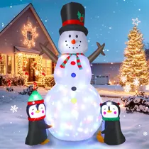 Comprar Muñeco De Nieve Inflable 2,4 M Con Pingüinos Y Luces Led