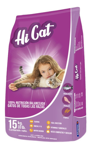Alimento Hi Cat para gato sabor mix en bolsa de 15kg