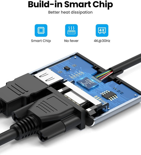 Imagen 6 de 7 de Adaptador - Usb-c A Hdmi 4k 30hz Y Vga 1080p 60hz