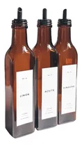 Comprar Set Aceiteras X3 Ambar Rectas Etiquetas Tiendamama