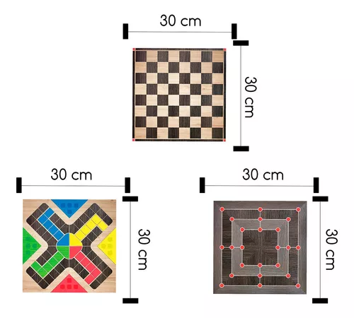 Jogos De Tabuleiro 3 Em 1 Ludo / Torrinha, Dama E Resta Um Em