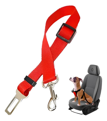 Correa Perros Auto Cinturon Seguridad Correas Cinturon Gatos Color Rojo