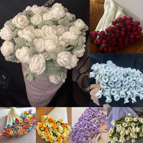 Manta Tejida A Ganchillo Con Forma Ramo Rosas For Dec