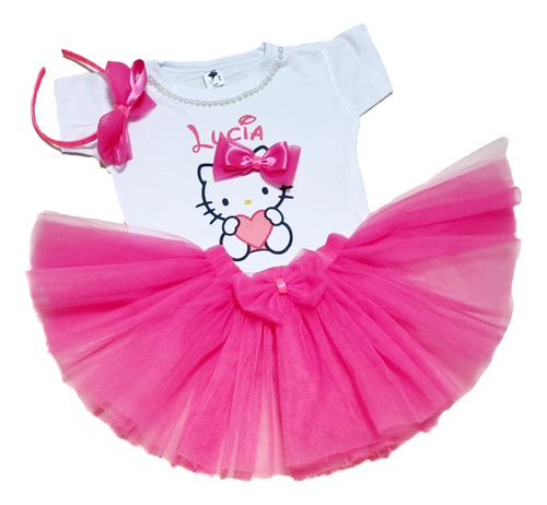 Tutu Disfraz De Hello Kitty Remera Personalizada 