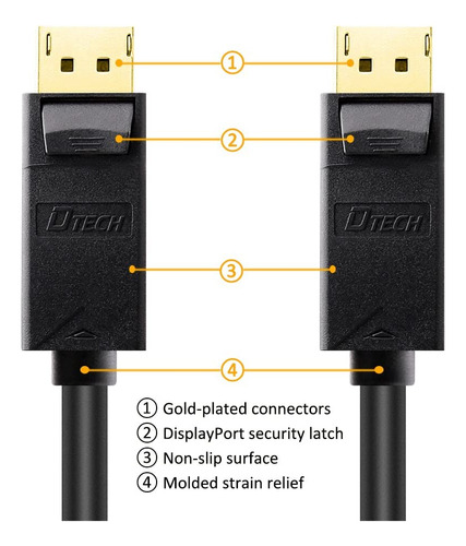 Dtech Displayport A Displayport Cable 6ft, Dp Cord 4k 60hz C