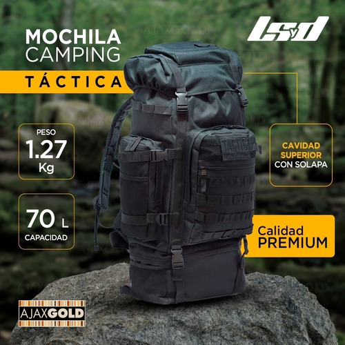 Mochila Mochilero Tactica 70 Lts Reforzada Camping Viaje