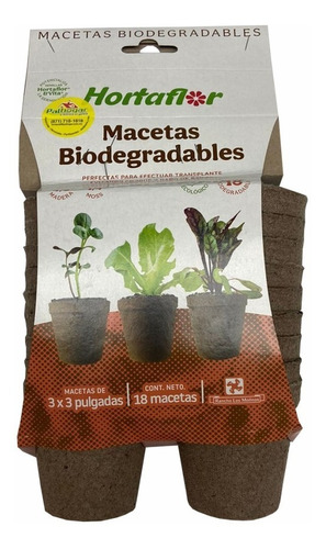 Paquete De Macetas Biodegradables 18 Piezas 8 Cm