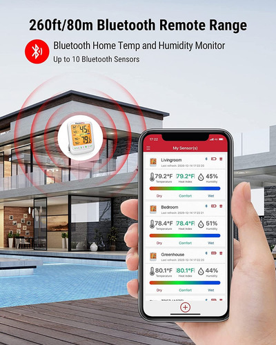 Imagen 6 de 9 de Termómetro Higrómetro Digital Bluetooth Thermopro Tp59 Indoo