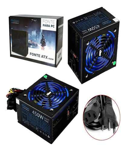 Fonte Alimentação Para Pc Silenciosa 115v/230v Kp-533 450w Cor Preto 110v/230v