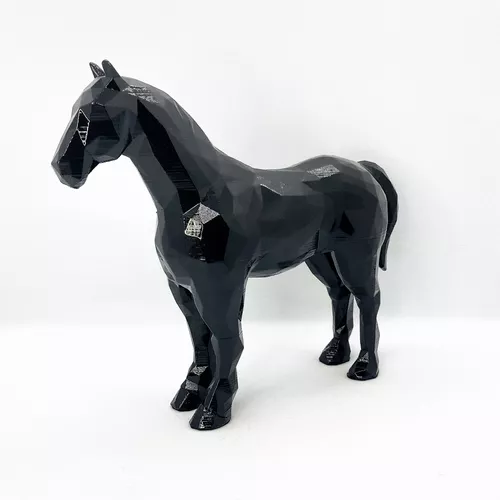 Peça Xadrez Preto Fosco Cavalo 18cm Porcelana