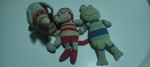 Peluches De Animales De Bordado Crochet Sapo,mono, Elefante 