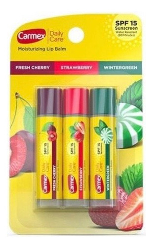 Bálsamo Carmex Bar Cherry/straw/mint X 3 Unidades Solo Envío