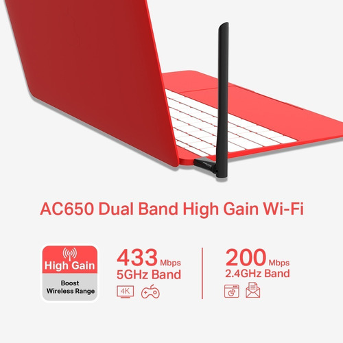 Imagen 3 de 5 de Adaptador Usb Inalámbrico Mu6h Doble Banda Ac650