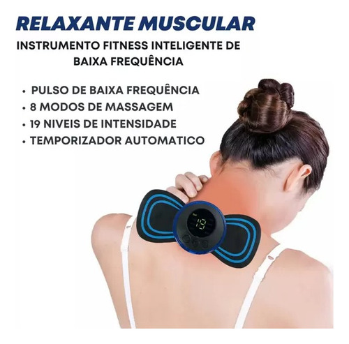 Masajeador muscular corporal eléctrico recargable por USB, color negro