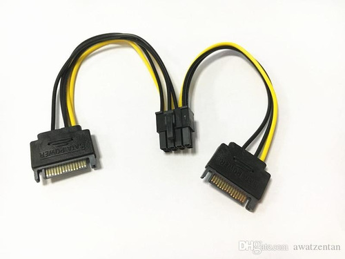Imagem 5 de 6 de Cabo Adaptador Energia 8 Pinos 6+2 Pci Express Sata Duplo
