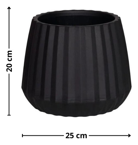 Macetero 20x25cm Redondo Negro Mor