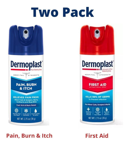 2 Pack Dermoplast Pain Burn & Itch Y First Aid Importados