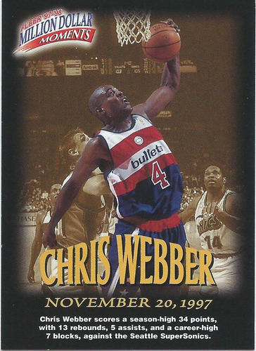 Barajita Chris Webber Million Moments Fleer 1997 #21 Wizards