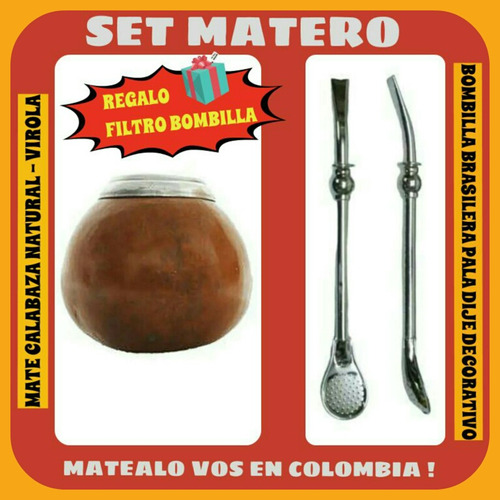 Set Matero!mate Argentino Calabaza Natural+bombilla Brasiler