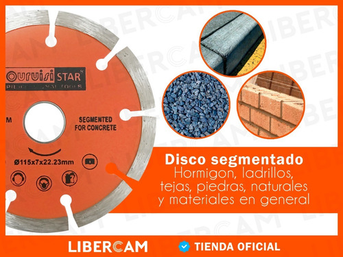 Imagen 7 de 10 de Disco Diamantado Para Amoladora Angular 115mm Segmentado