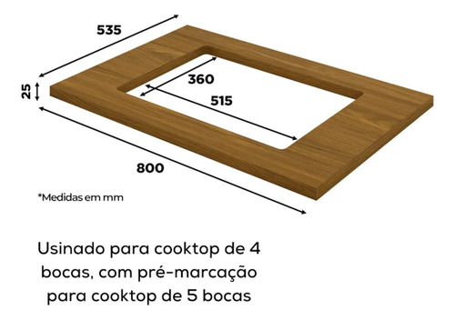 Balcão Forno De Embutir 80cm Americana Com Tampo Cooktop Cor Branco/nature
