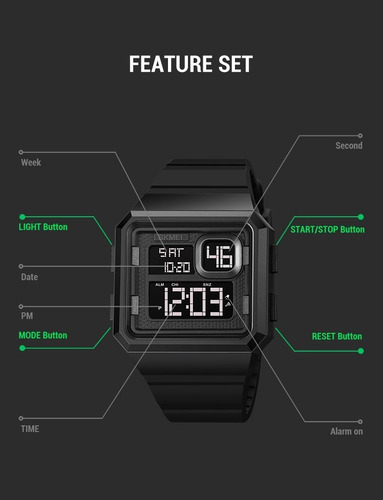Reloj Pulsera Para Hombre Skmei Digital Con Luz Led