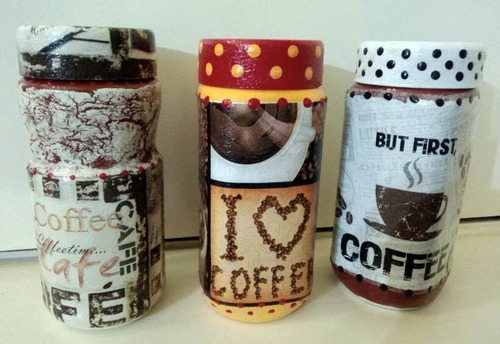 Frascos De Café Con Decoupage