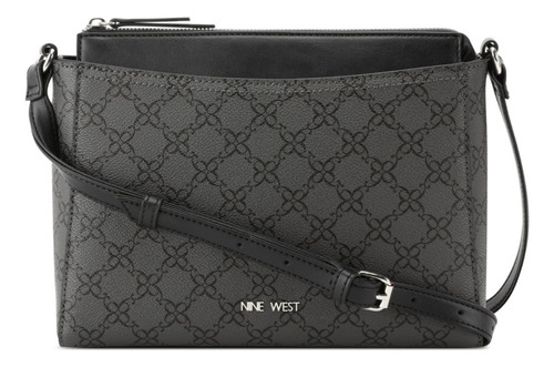 Bolsa Crossbody Para Mujer Nine West Negro Nyc558269 Acabado de los herrajes Níquel Diseño de la tela Gráfico