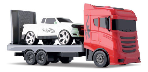 Caminhão Guincho Brinquedo Reboque Fury Truck Com Carrinho Cor Vermelho