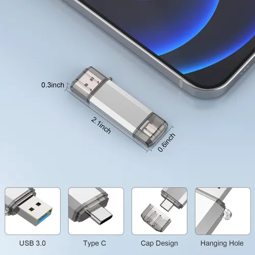 Unidad Flash Usb C Raoyi De 128 Gb, Usb 3.0 Tipo C Dual 2 En