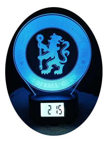 Lámpara Led Ilusión 3d Reloj Alarma Chelsea Football Club