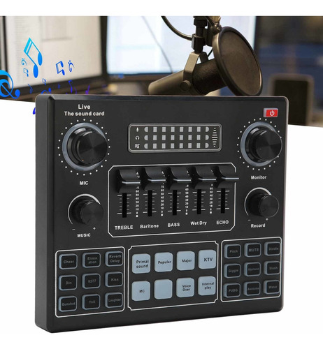 Mixer De Áudio Estéreo De Placa De Som Bluetooth V9 Para Com